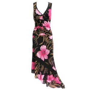 Romantic Cache Skirt Suit Set Hawaiian Ruched Asym Lined M